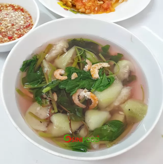 Tôm khô nấu canh tập tàng