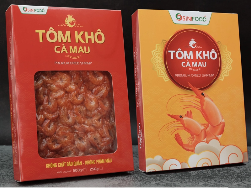 Hộp tôm khô đẹp làm quà biếu